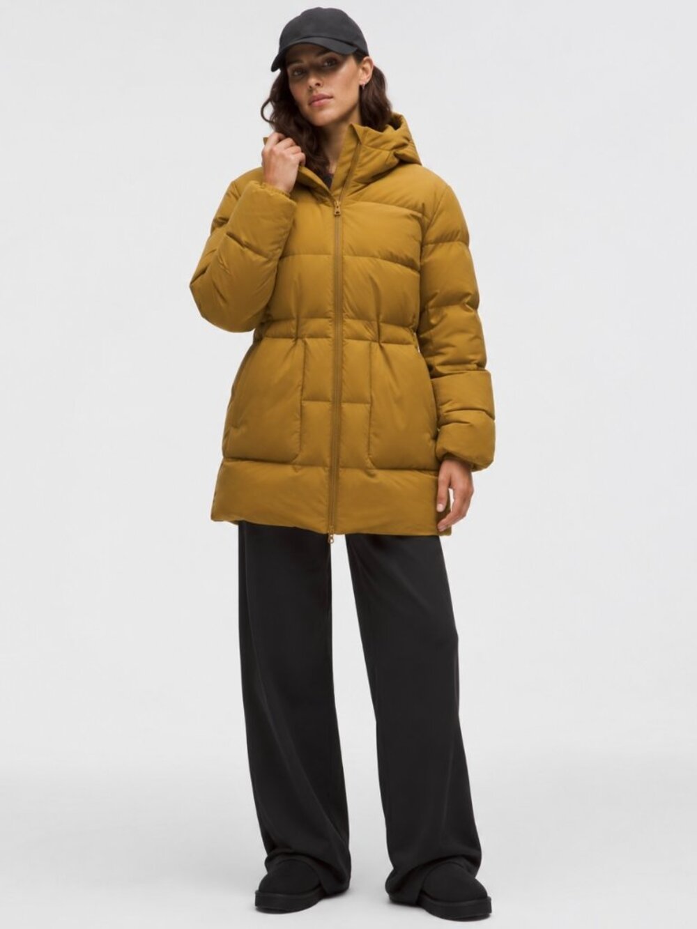 Lululemon Cinch-Waist 600-Down-Fill Puffer Jacket Melrose Tan Gold Mustard XS